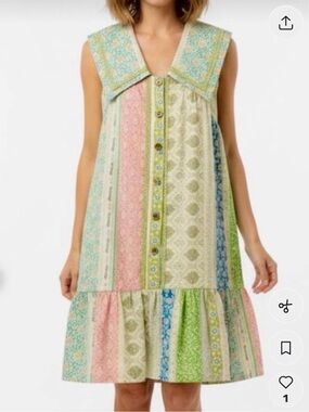 Umgee Pastel Multi-Stripe Midi Dress with Sailor Collar